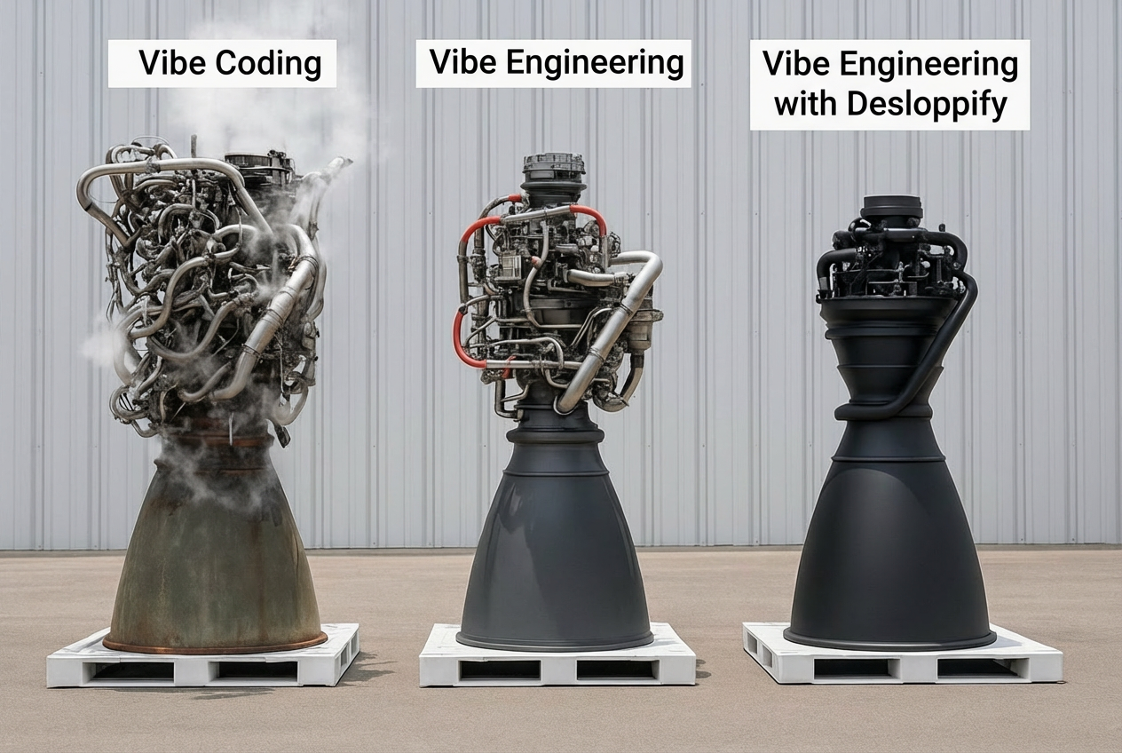 Vibe Coding vs Vibe Engineering vs Vibe Engineering with Desloppify